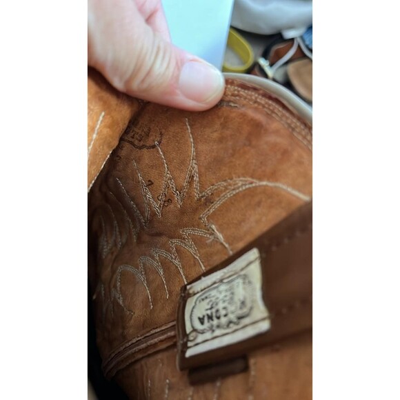 Nocona Cowboy Boots Size 7 EE Tan Eel Leather Rodeo Texas Embroidered Pull Tab main image 7